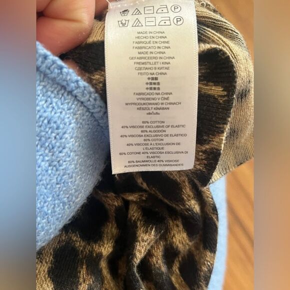 Michael Kors Leopard V-Neck Tunic Sweater M Brown Lightweight Layering Animal - Picture 3 of 10